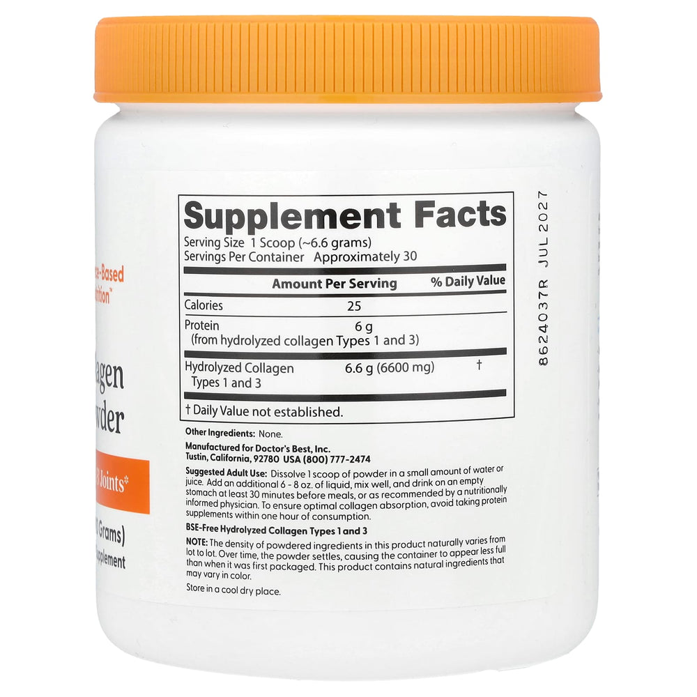 Doctor's Best Pure Collagen dosering & användning