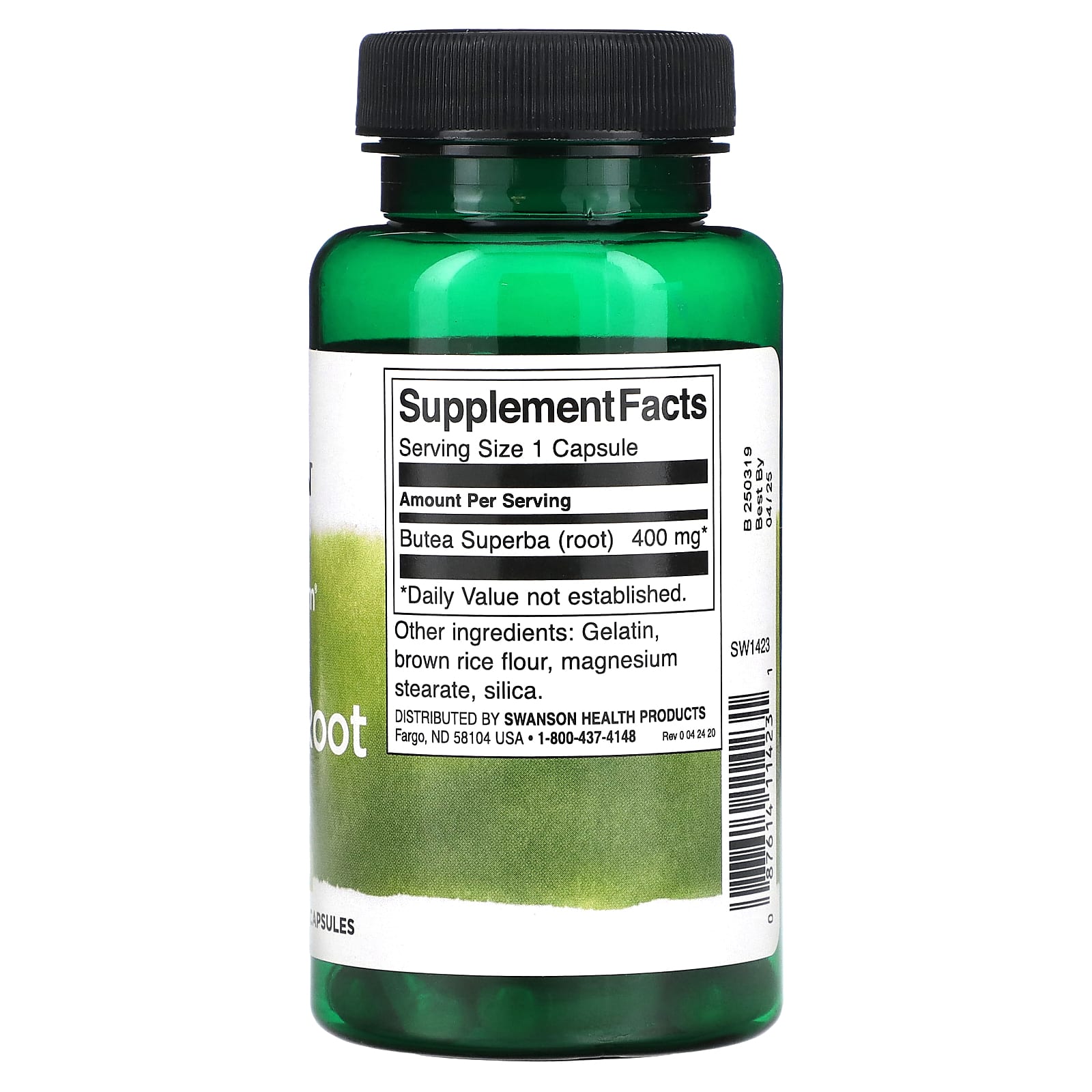 Swanson Butea Superba Root ingredienser etikett