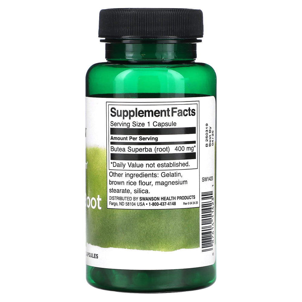 Swanson Butea Superba Root ingredienser etikett