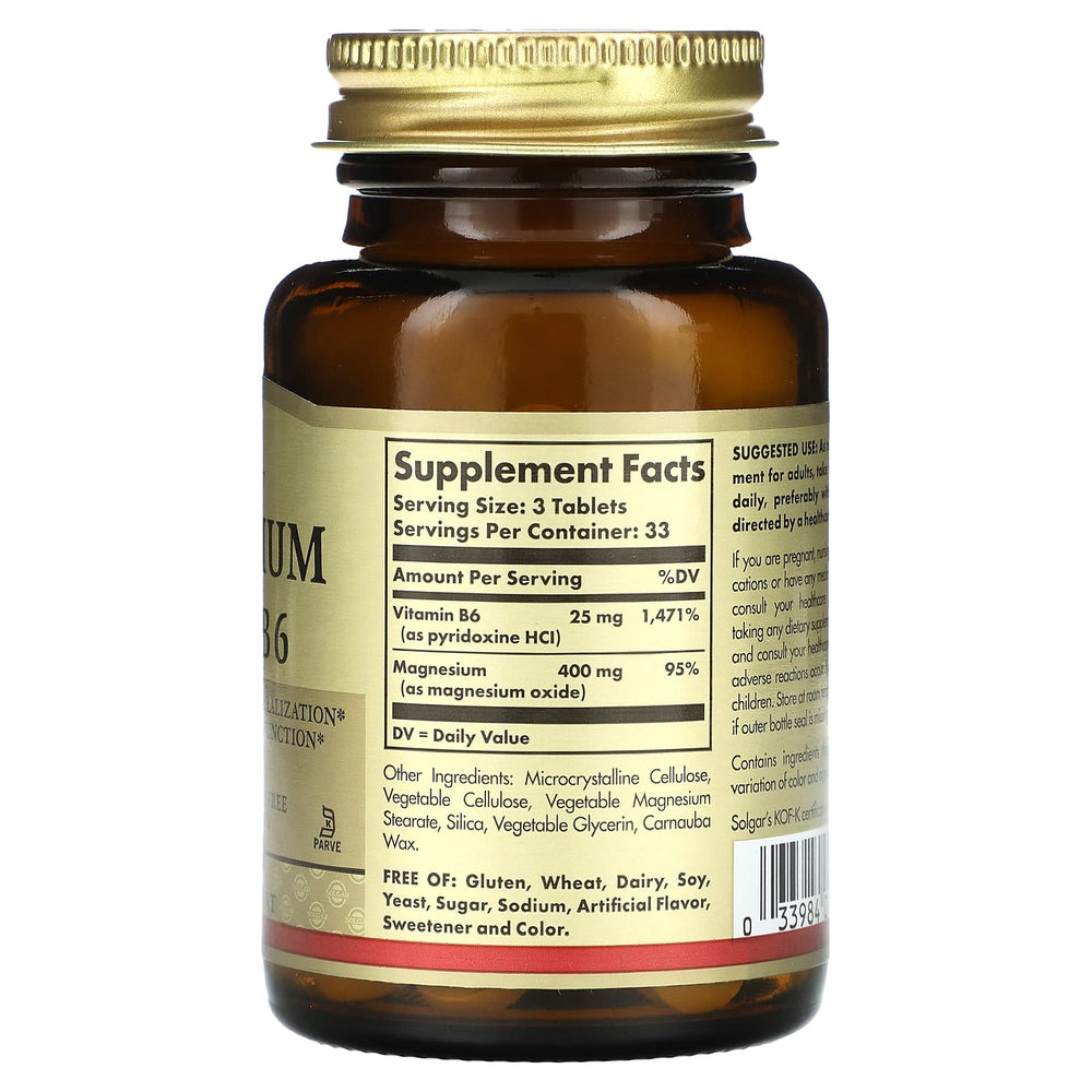 Solgar Magnesium With Vitamin B6 ingredienser