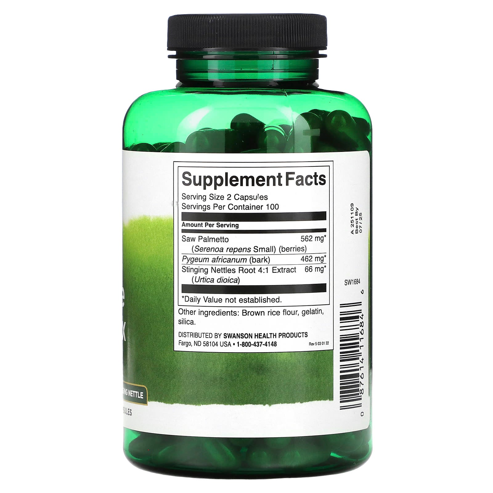 Swanson Herbal Prostate Complex baksida näringsfakta