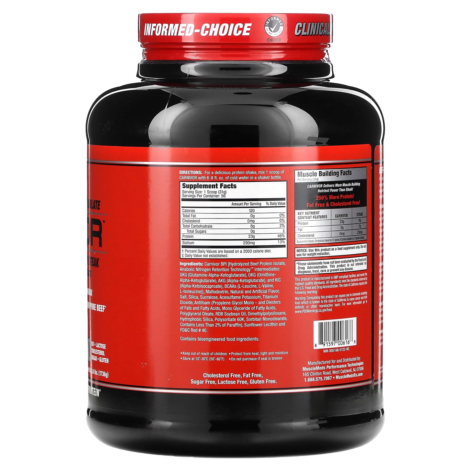 MuscleMeds Carnivor produktdetalj dosering