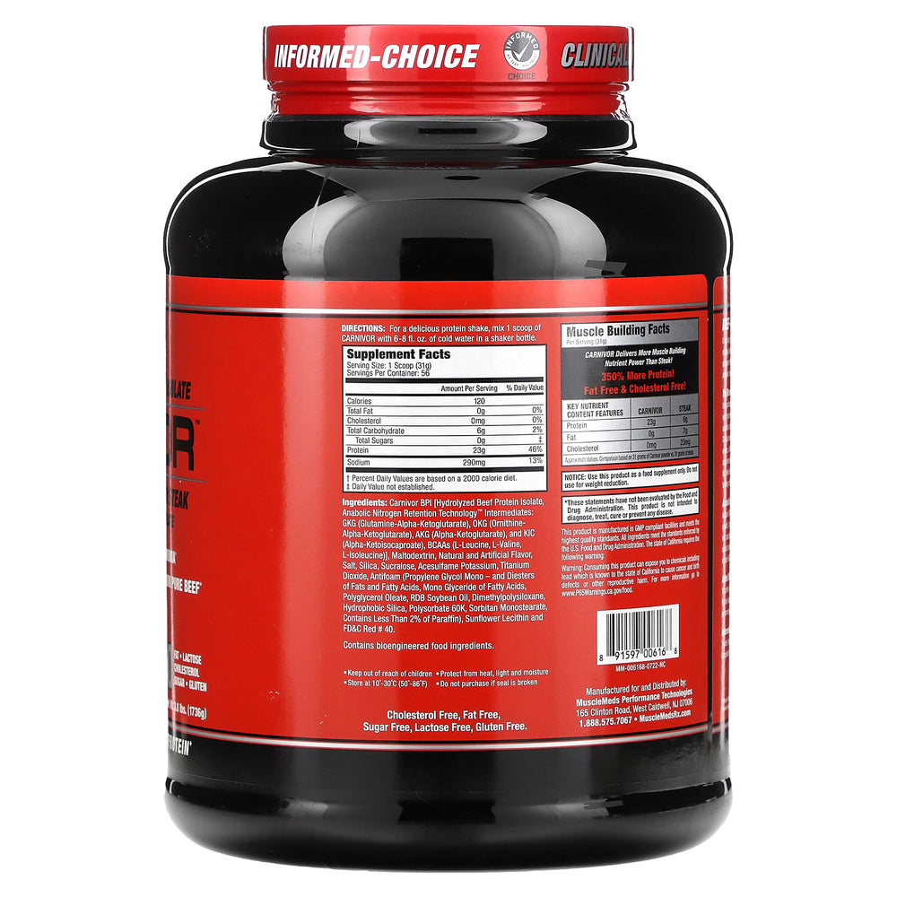 MuscleMeds Carnivor produktdetalj dosering