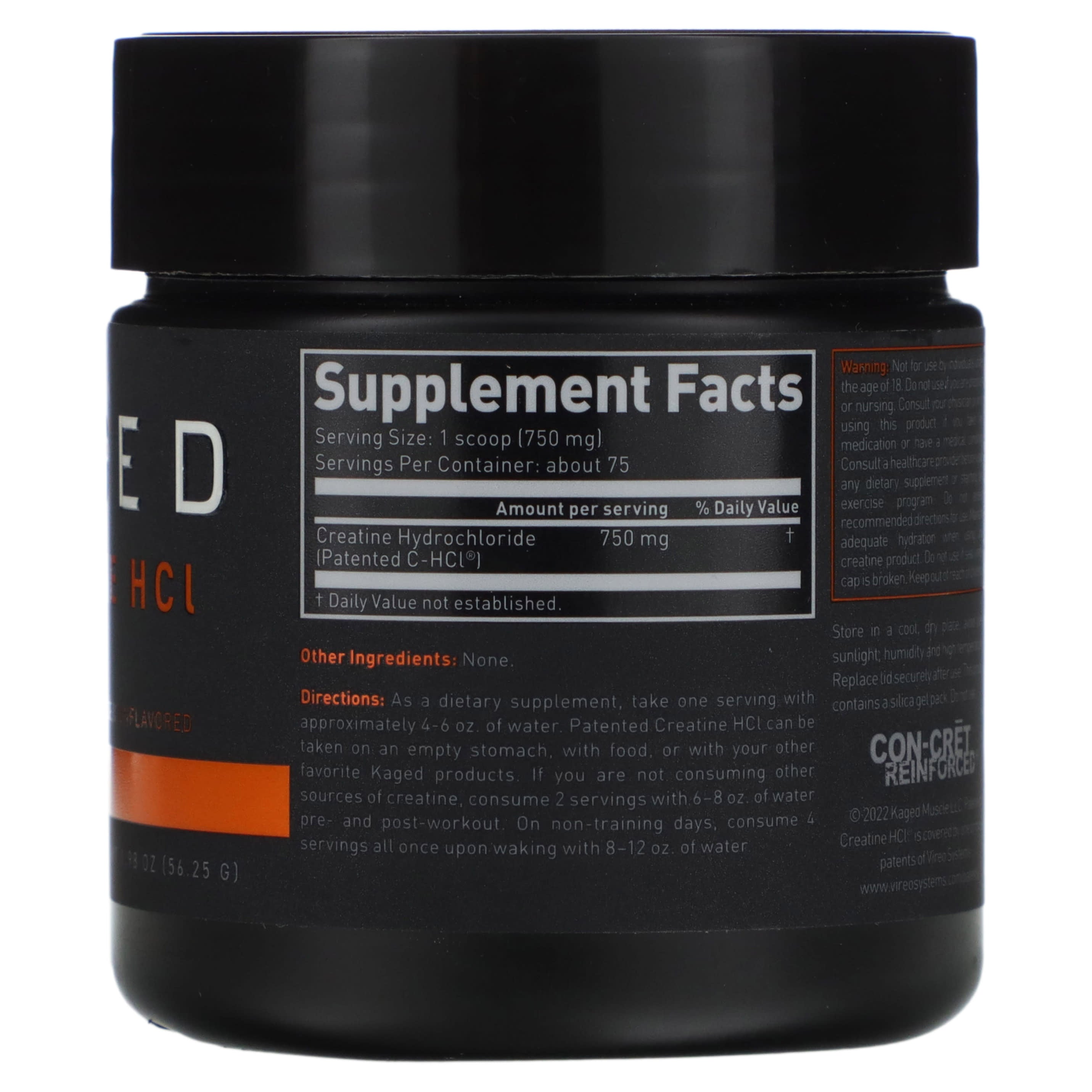 Kaged Muscle Creatine HCL varningstexter försiktighet