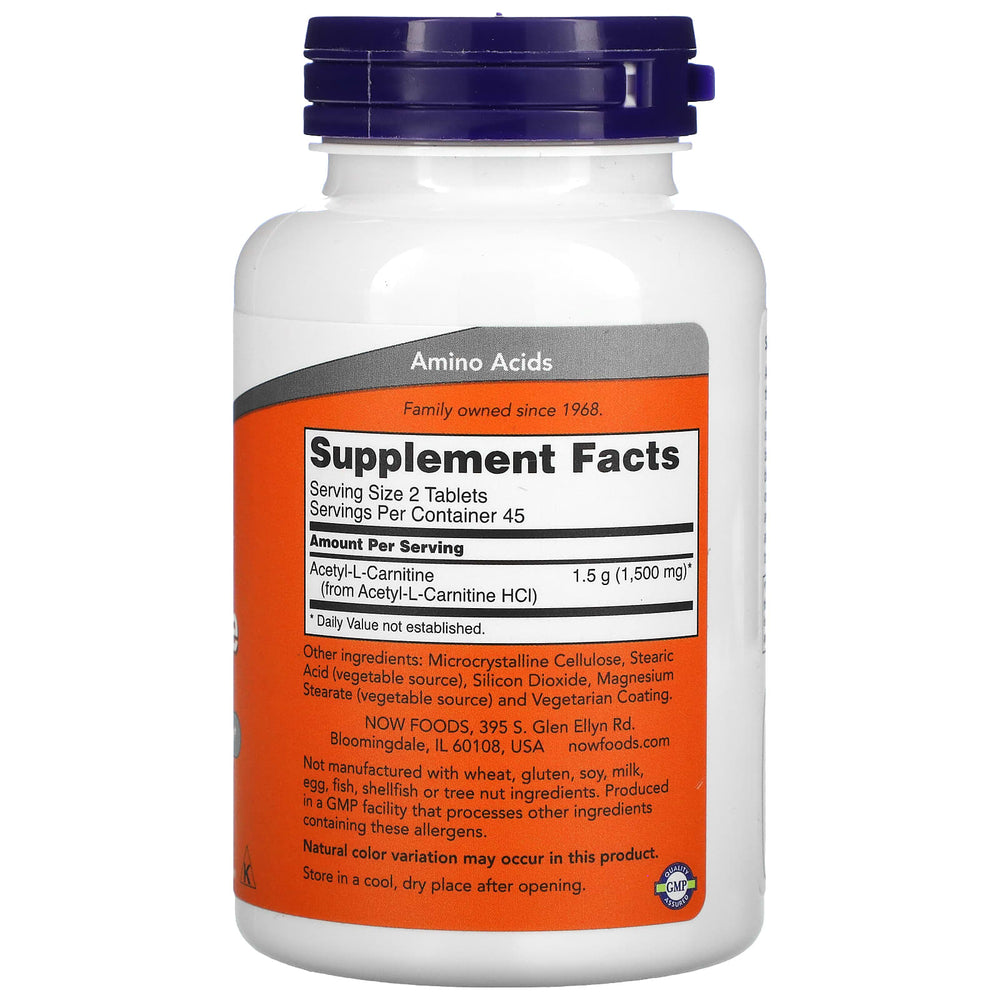 Acetyl-L Carnitin 750 mg ingredienser-etikett