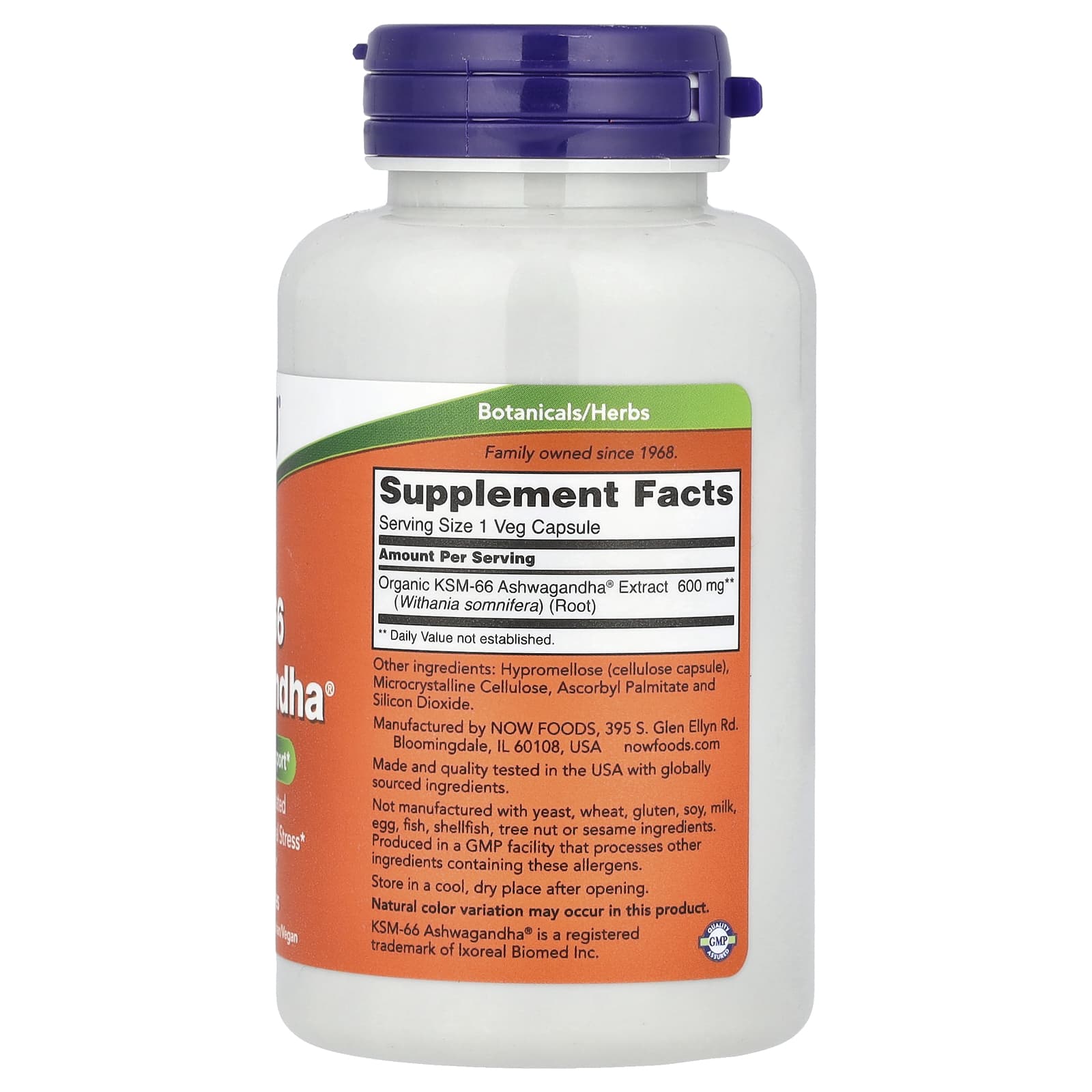 KSM-66 Ashwagandha ingredienser etikett