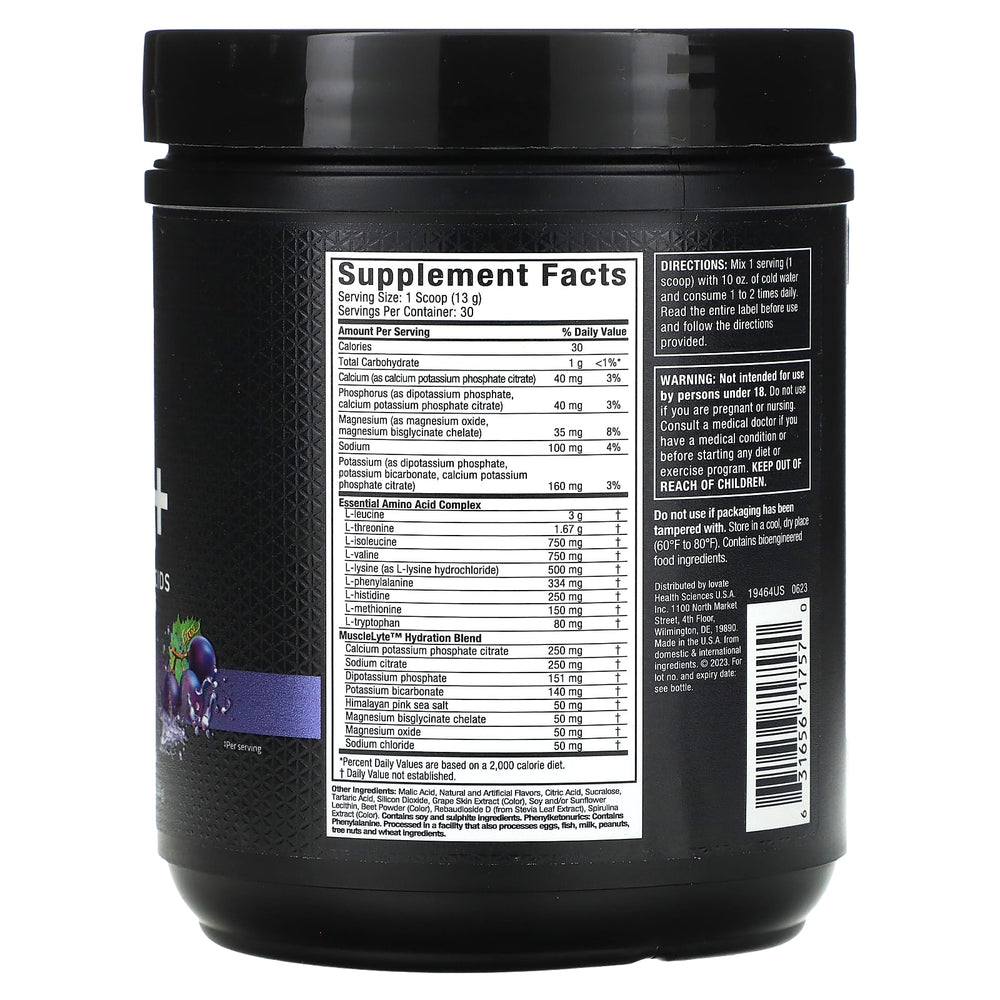 100% EAA+ Fruit Punch baksida näringsfakta
