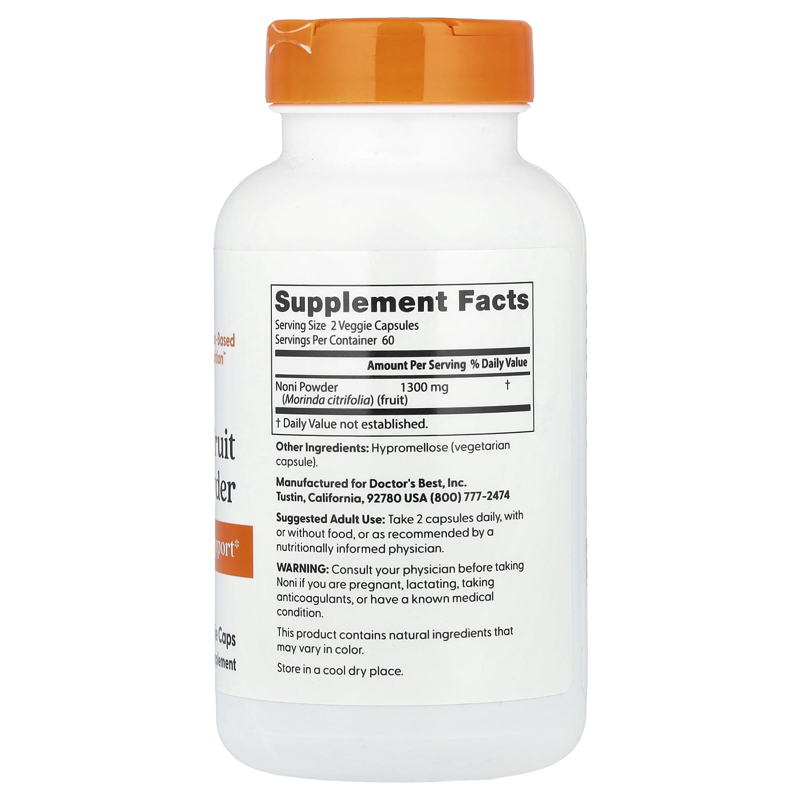 Doctor's Best Noni Fruit Powder näringsfakta