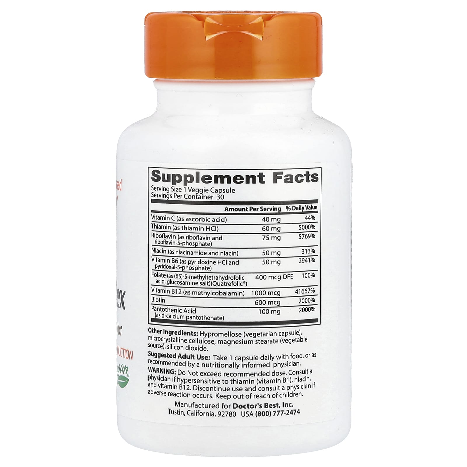 Fully Active B Complex etikett och varningstexter