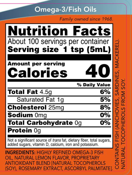 NOW Foods - Omega-3 Fish Oil Liquid Lemon - 500ml