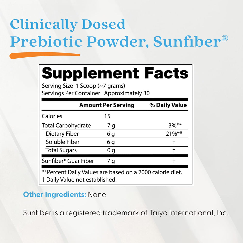Prebiotic Powder – Sunfiber® ingredienser-etikett
