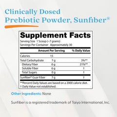Prebiotic Powder – Sunfiber® ingredienser-etikett