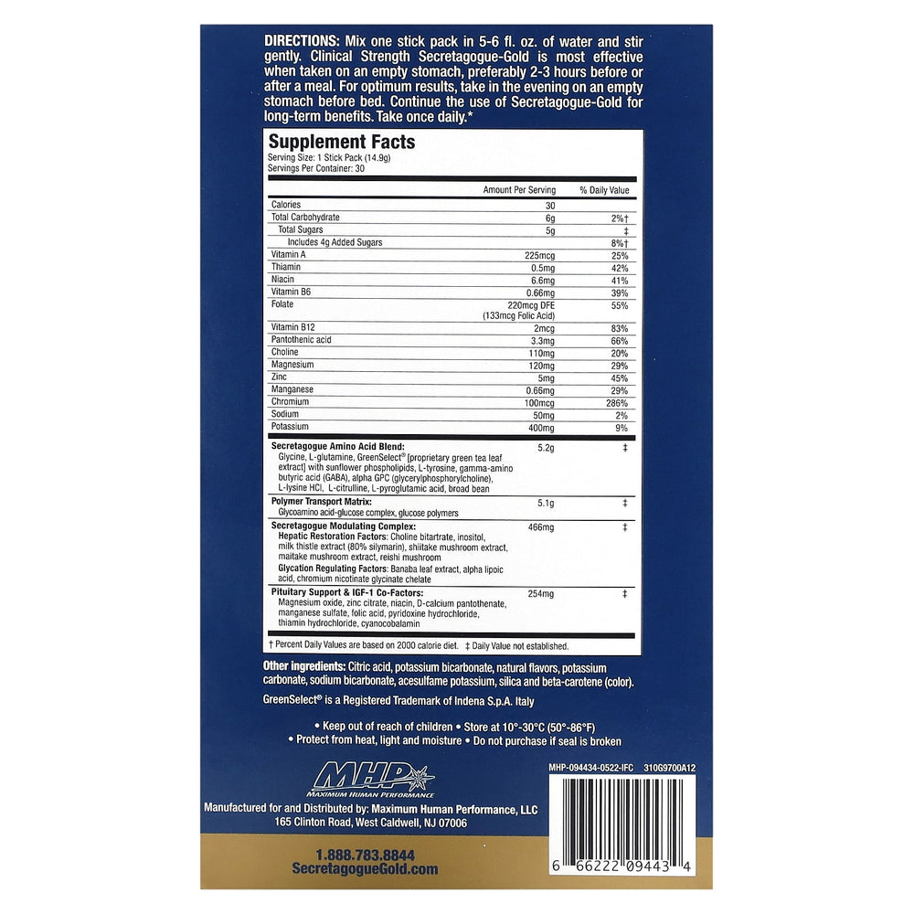 Secretagogue Gold Clinical Strength ingredienslista