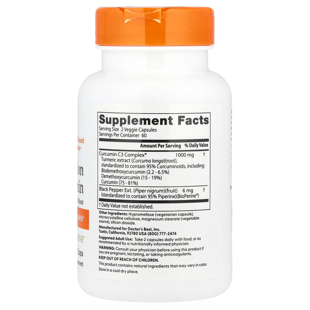 Doctor's Best Curcumin ingredienser lista
