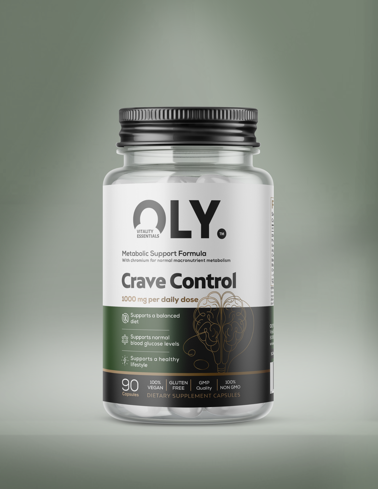 Oly Crave Control 1000 mg – kosttillskott med berberin, gymnema och krom för blodsockerbalans, 90 veganska kapslar