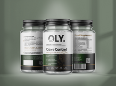 Tre burkar Oly Crave Control – veganskt kosttillskott för ämnesomsättning och sötsug