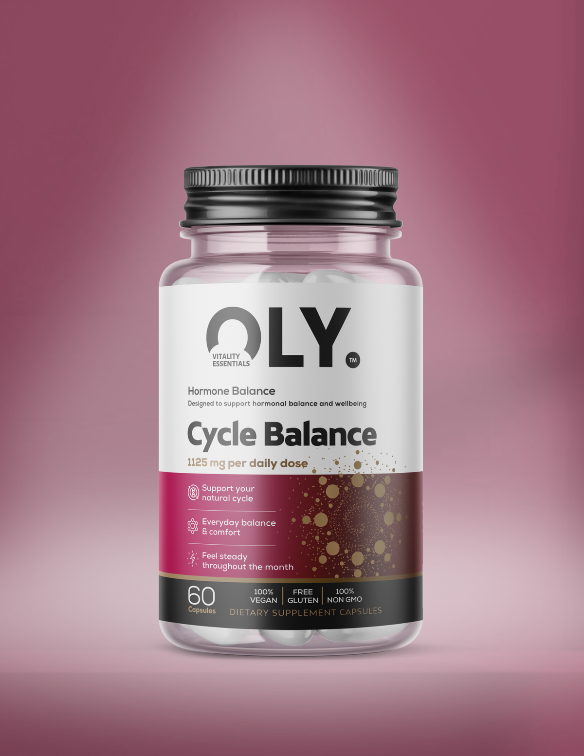 Oly Cycle Balance 1125 mg – kosttillskott för kvinnor med myo-inositol, ashwagandha, magnesium och folat, 60 veganska kapslar