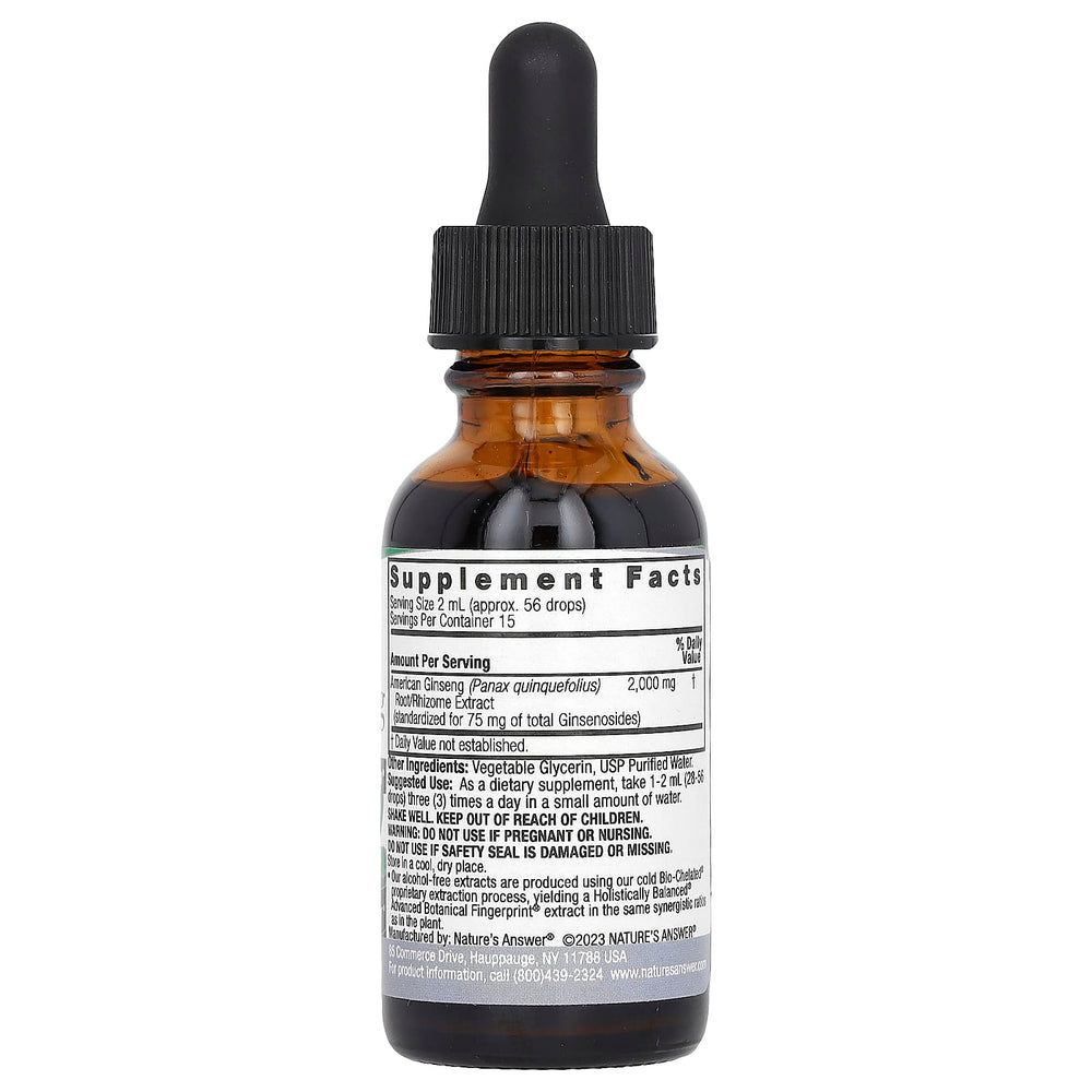 Nature's Answer American Ginseng Extract näringsfakta