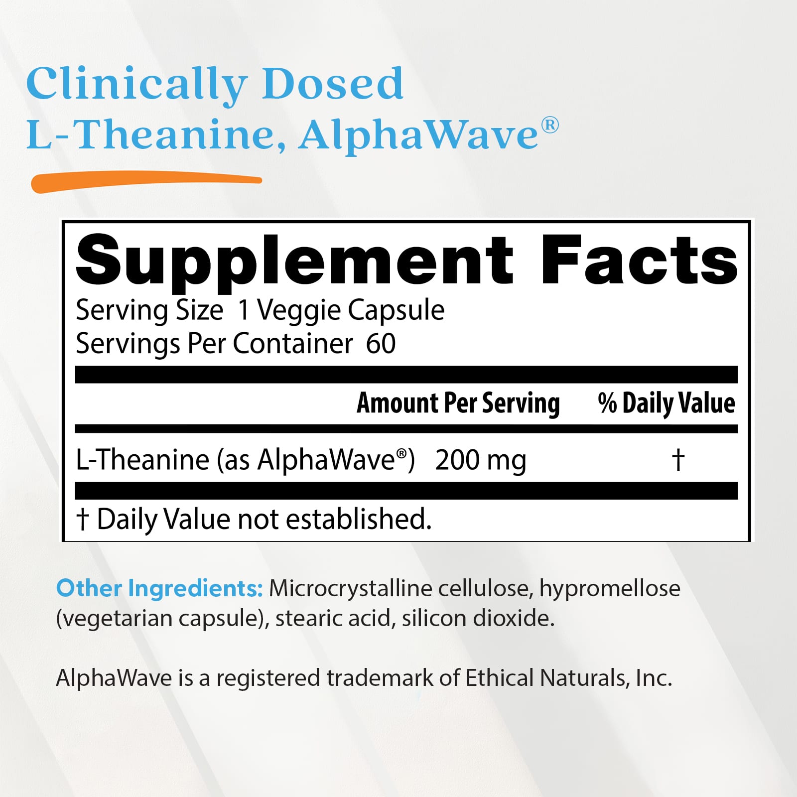 L-Theanine AlphaWave etikett detalj