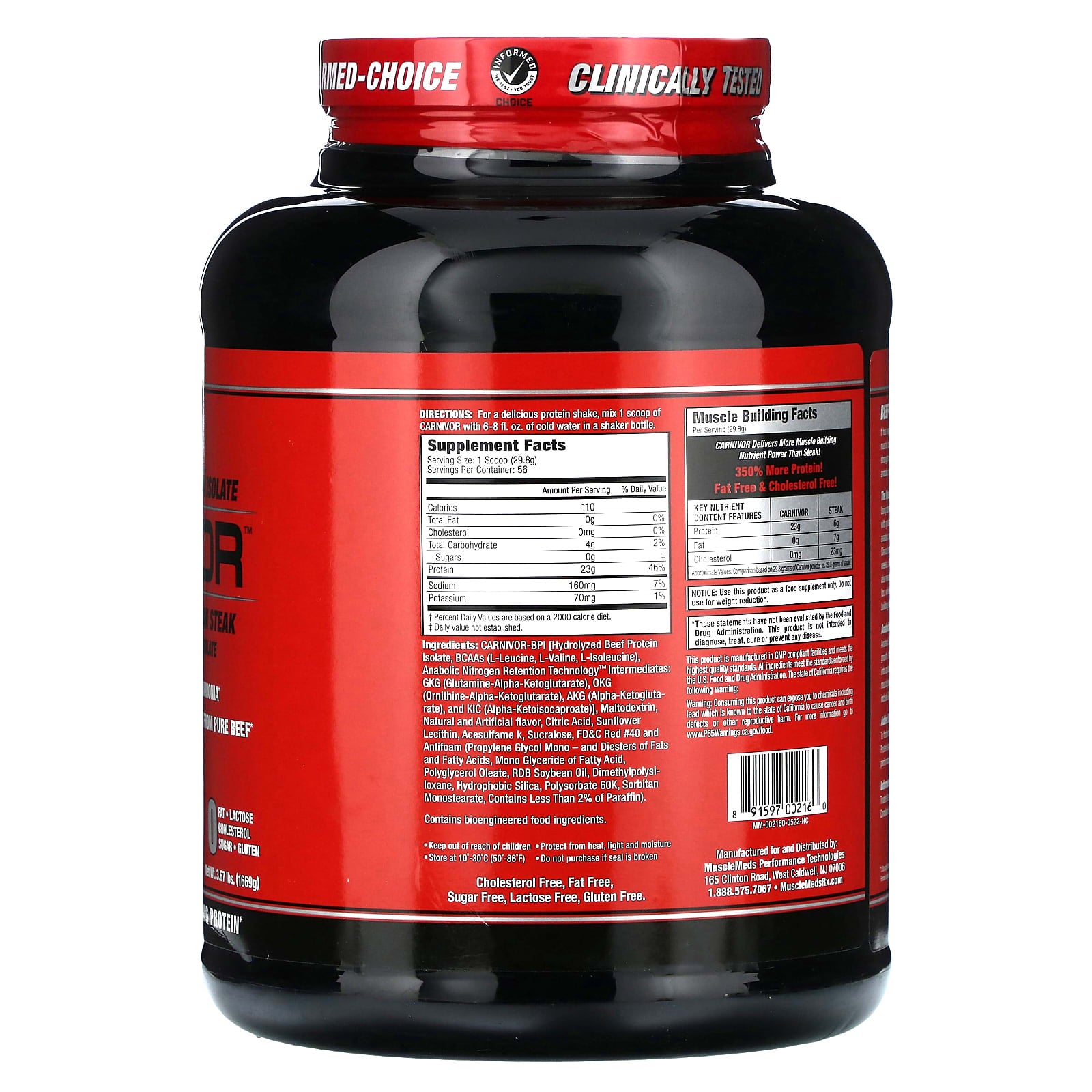 MuscleMeds Carnivor förpackningsdesign detalj