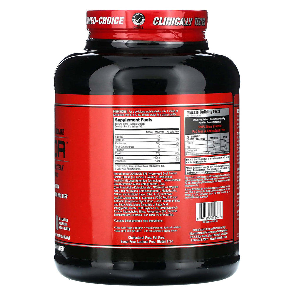 MuscleMeds Carnivor förpackningsdesign detalj