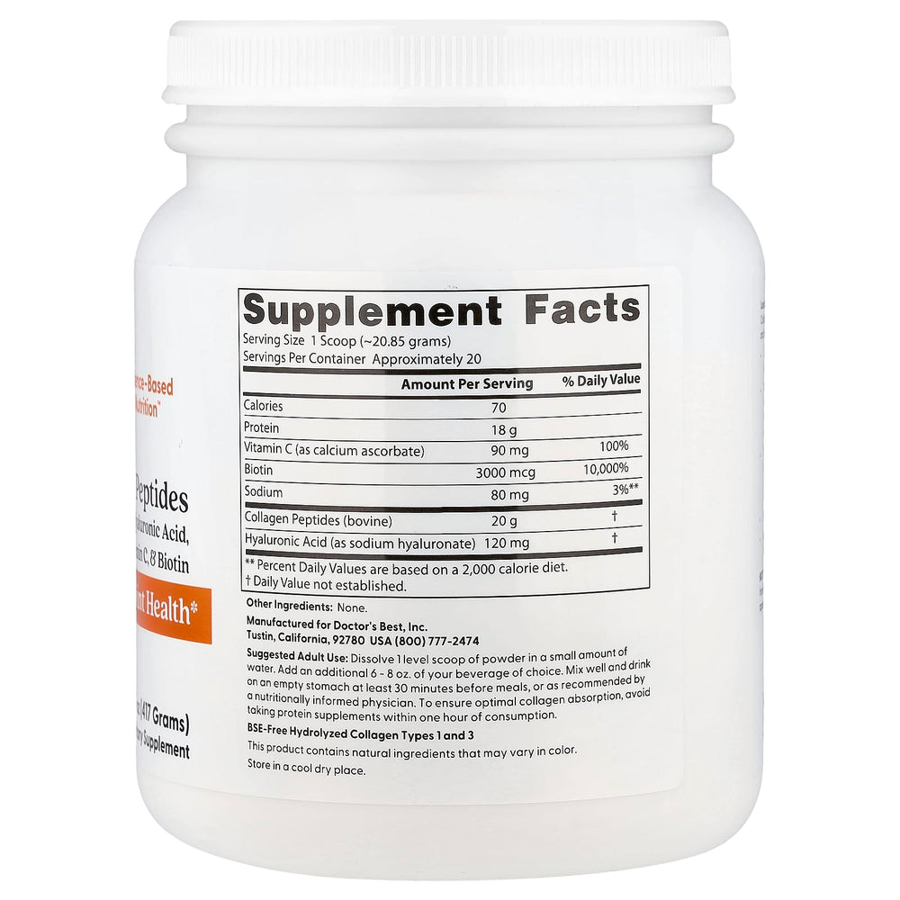 Pure Collagen Peptides baksida näringsfakta