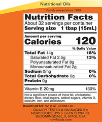 NOW Foods Wheat Germ Oil ingredienser etikett