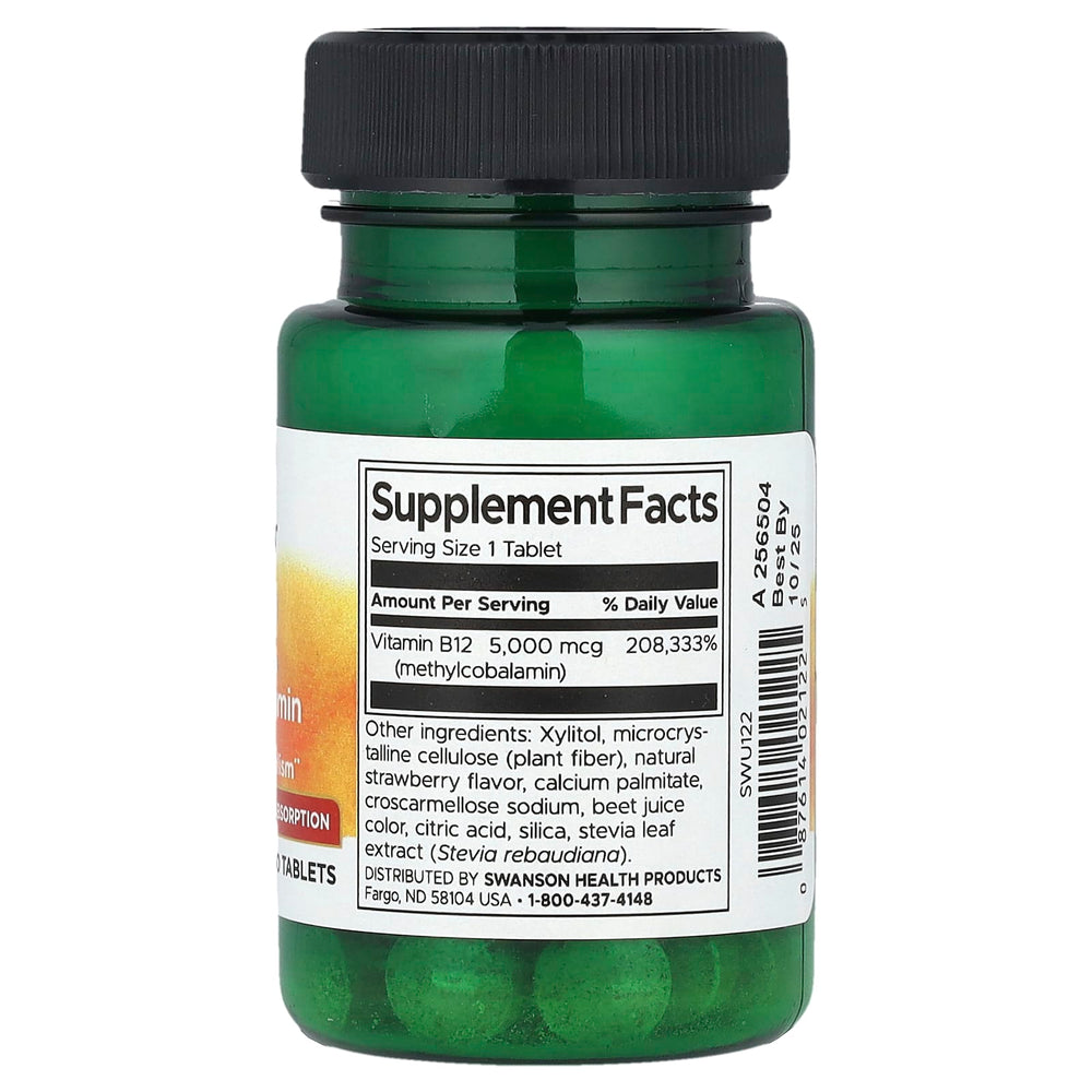 Swanson Vitamin B12 Methylcobalamin ingredienser etikett