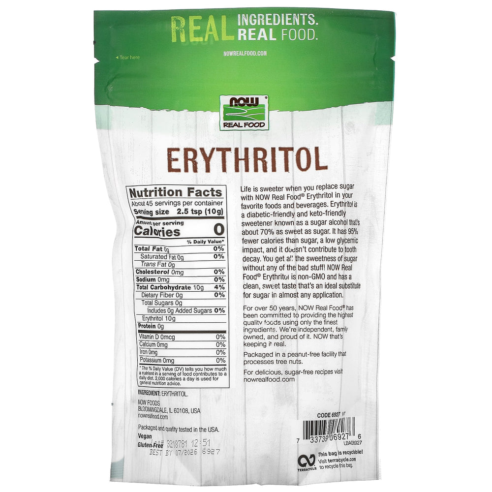 Erythritol baksida med näringsinformation