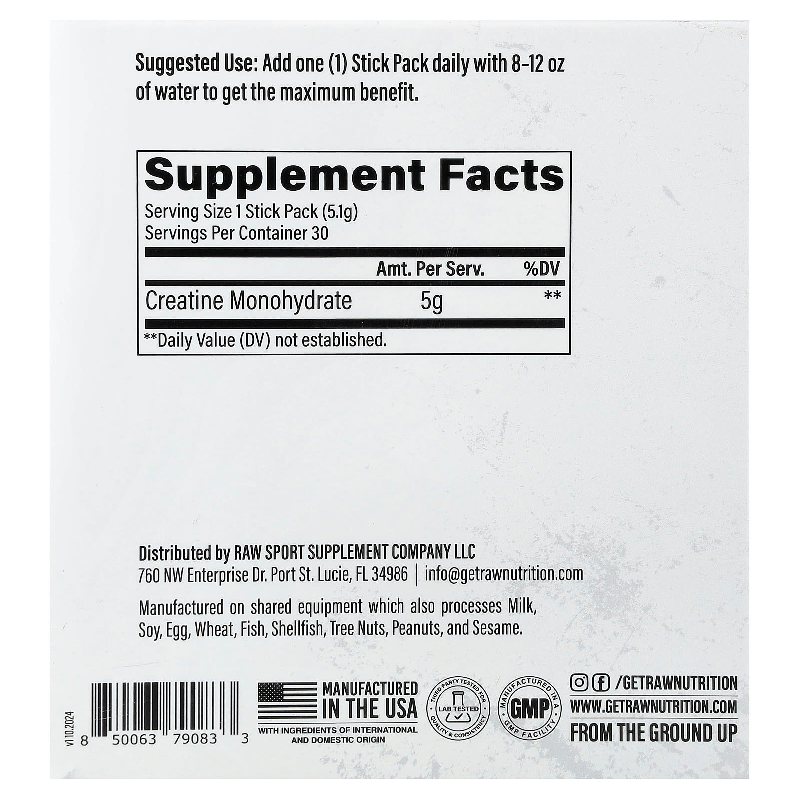 Raw Nutrition - Kreatiinimonohydraatti