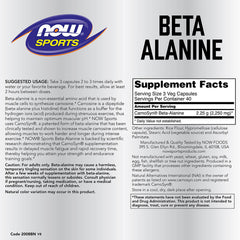 NOW Foods - Beta-Alanine 750mg - 120 kapselia (LYHYT VOIMASSAOLOAIKA 2026-09-30)