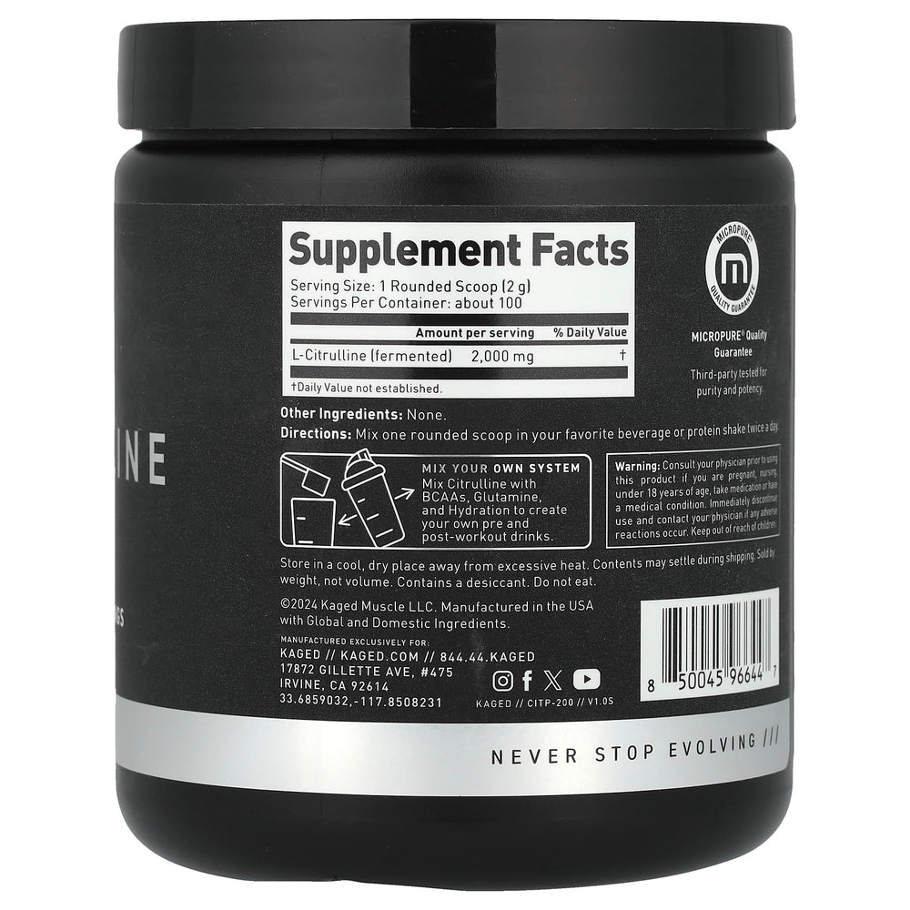 L-Citrulline Smakfritt Pulver näringsfakta