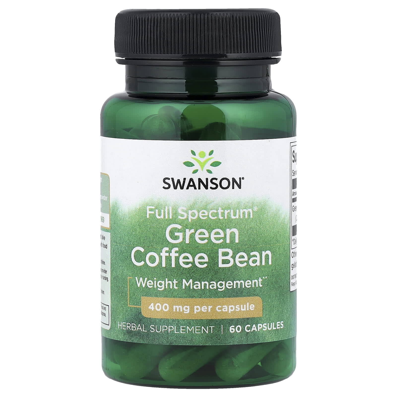 Swanson Green Coffee Bean baksida näringsfakta