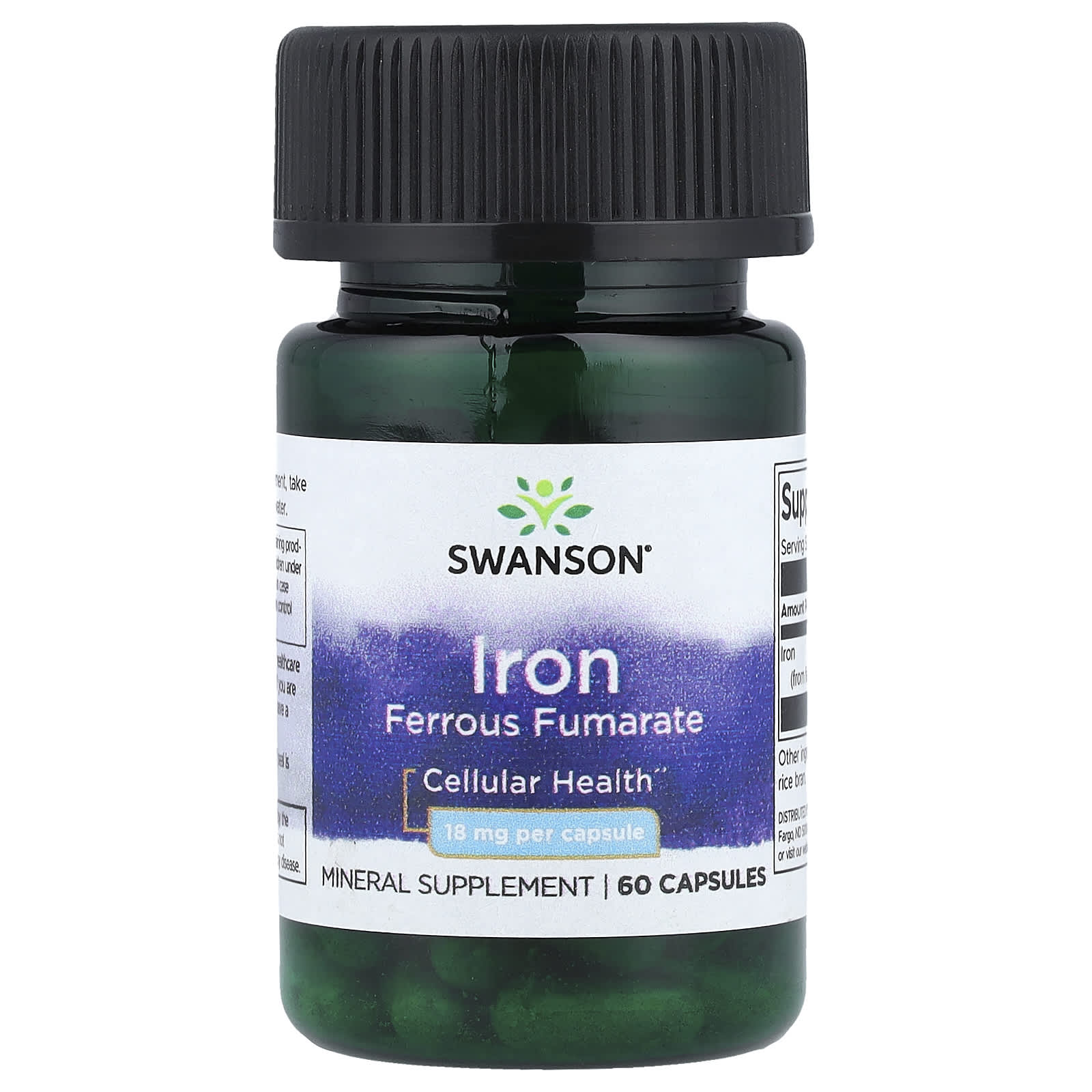 Swanson Iron Ferrous Fumarate 18mg baksida näringsfakta