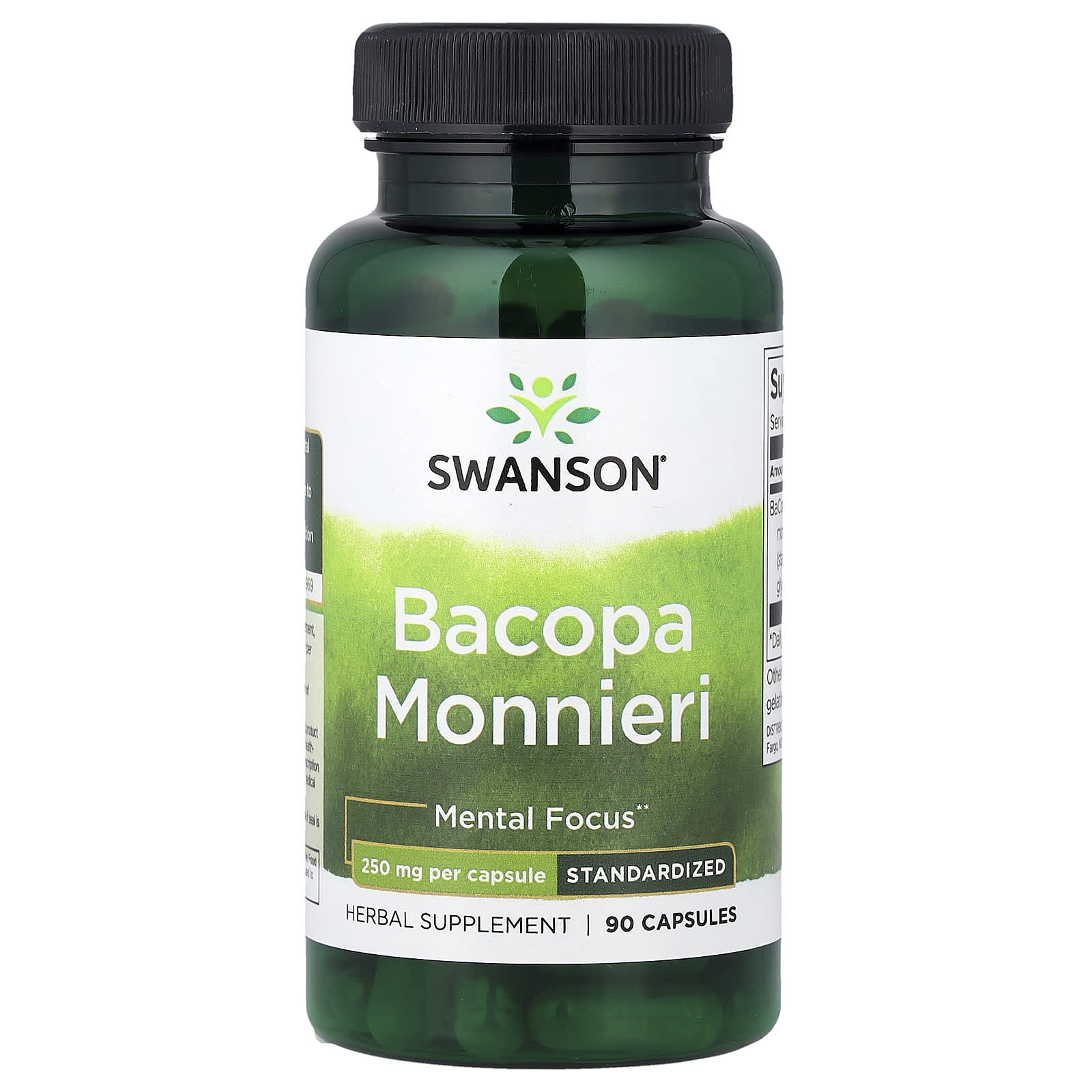 Swanson Bacopa Monnieri baksida med näringsinformation