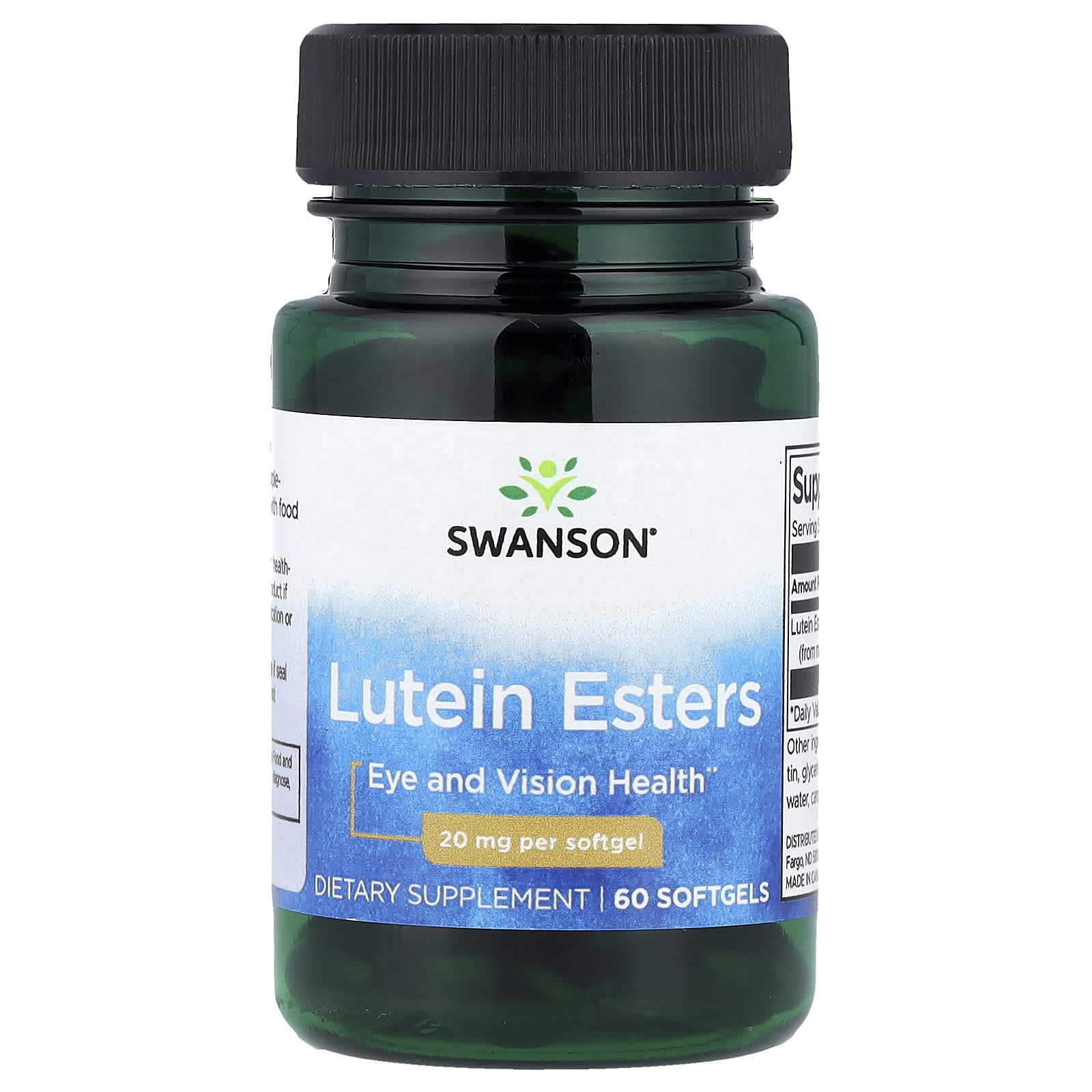 Swanson Lutein Esters baksida näringsfakta