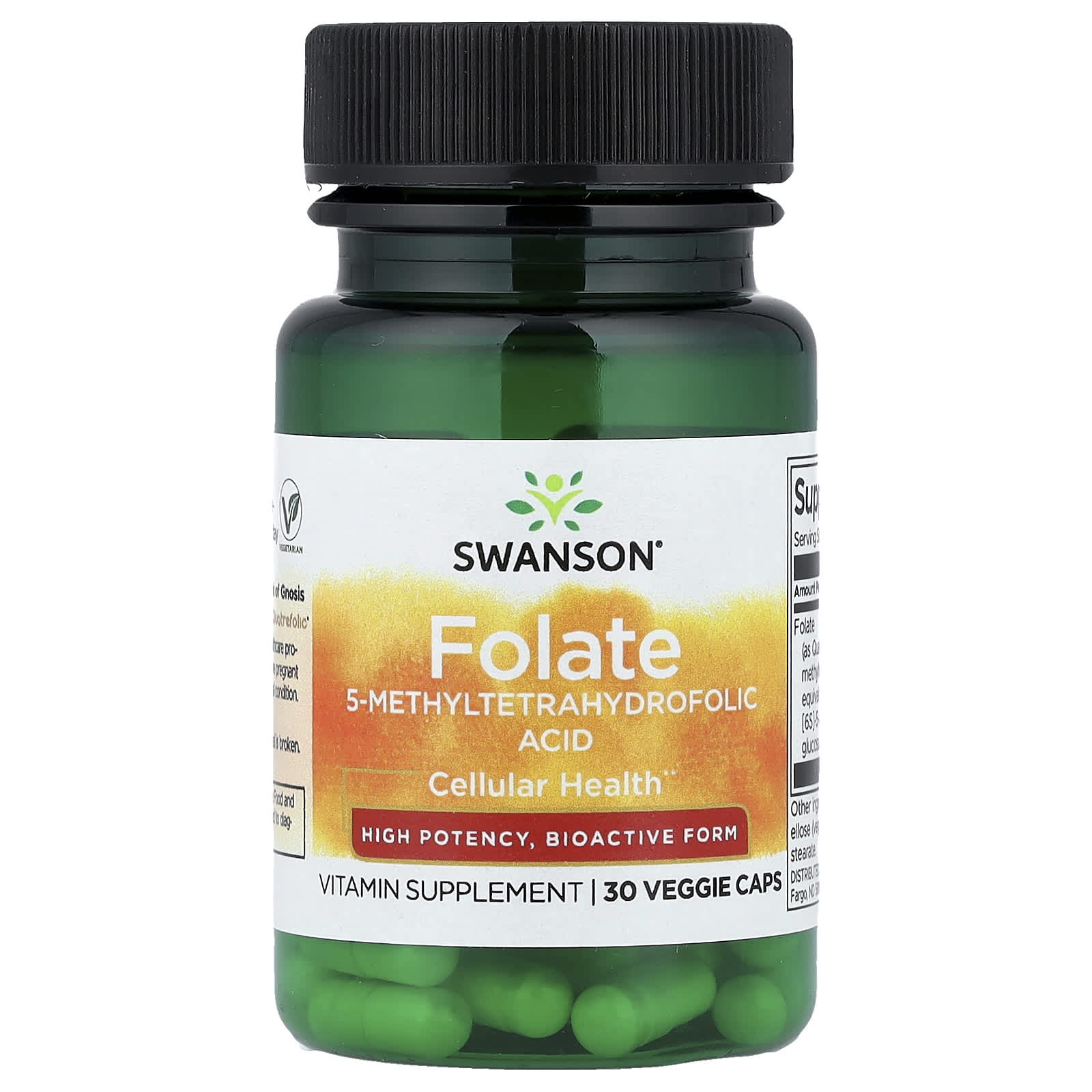 Swanson Folate 5-MTHF varningstext etikett