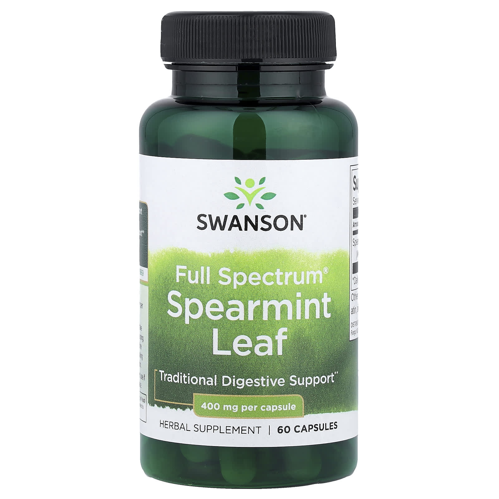 Swanson Spearmint Leaf baksida näringsfakta