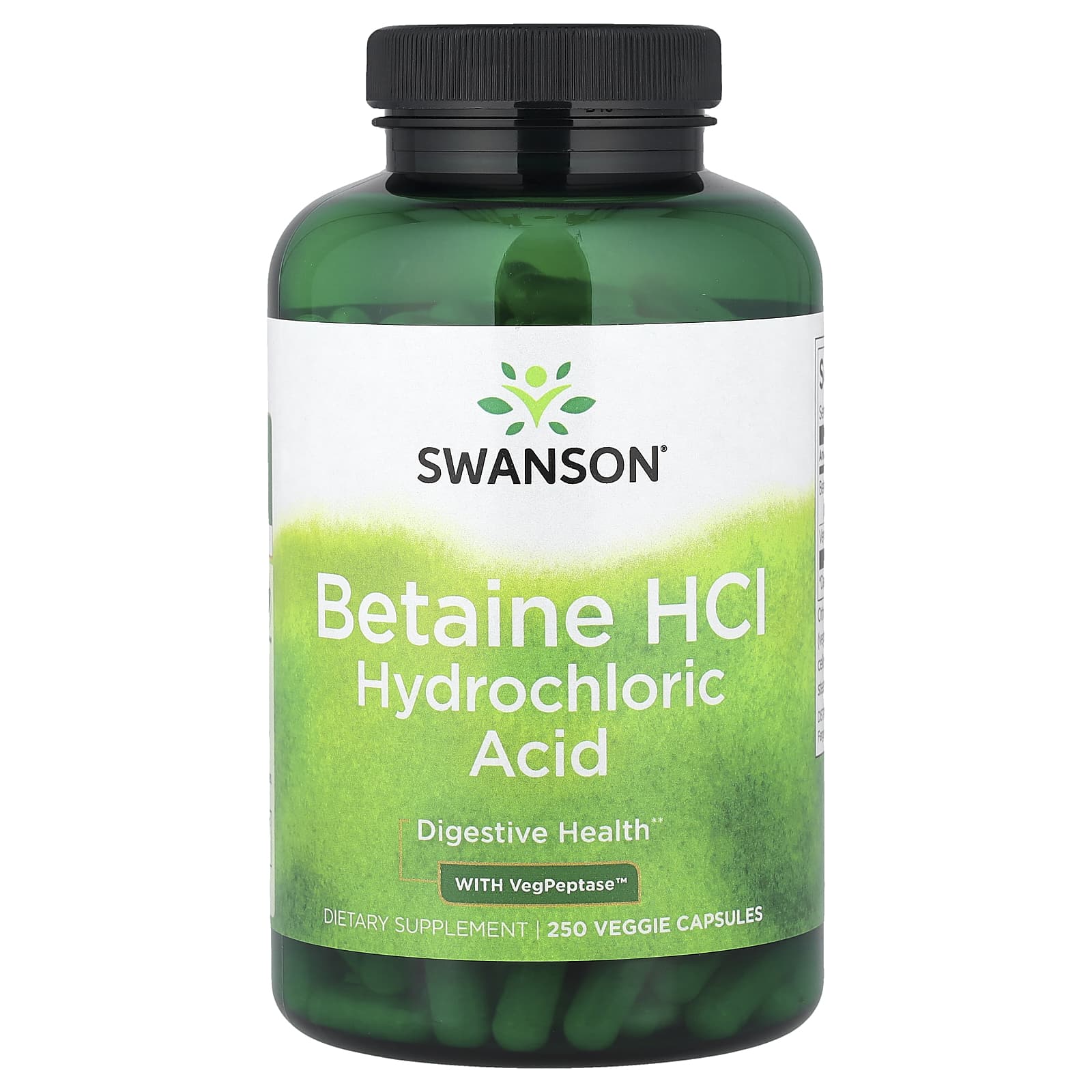 Betaine HCL Hydrochloric Acid 250 kapslar framsida