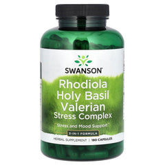 Swanson Rhodiola Holy Basil Valerian Stress Complex baksida