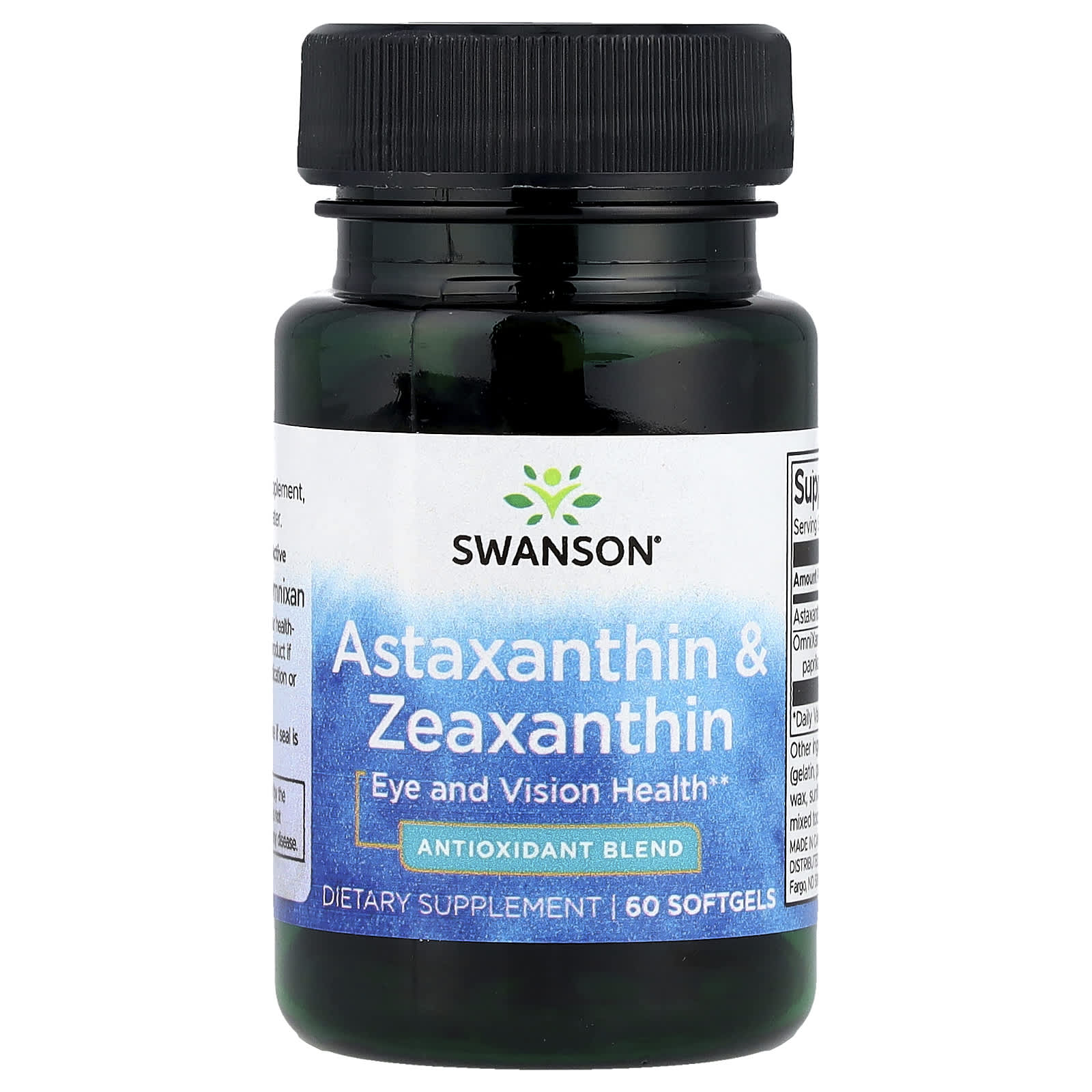 Astaxanthin & Zeaxanthin baksida näringsfakta