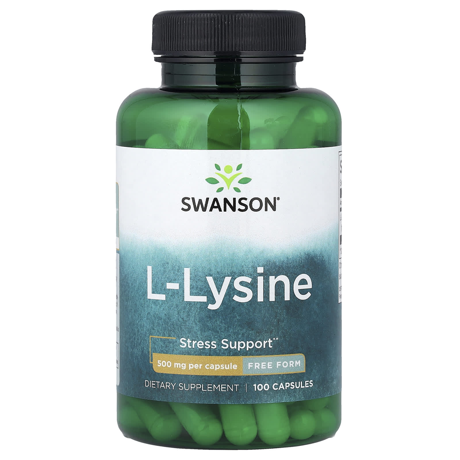 Swanson Lysine 500mg näringsfakta-etikett