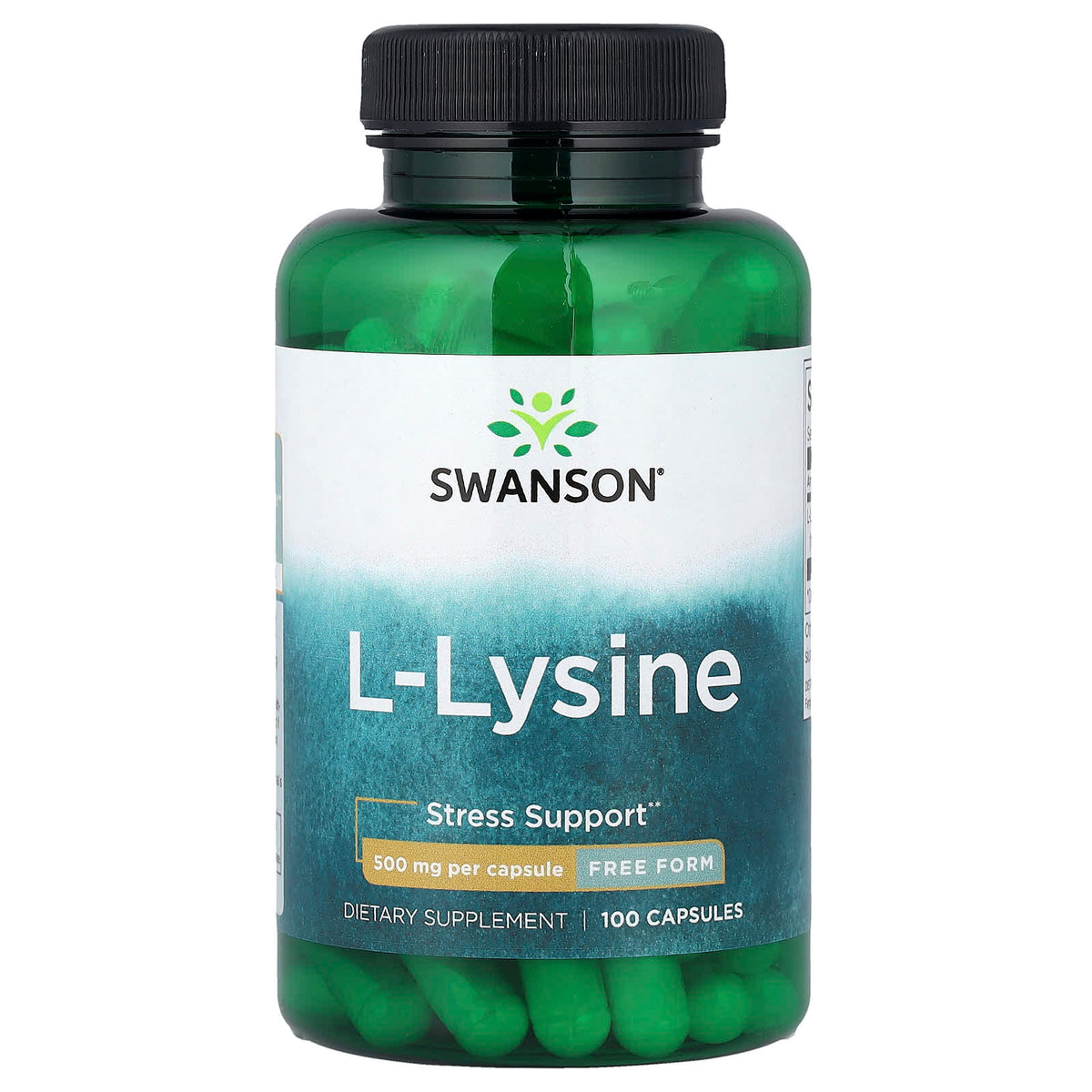 Swanson Lysine 500mg näringsfakta-etikett