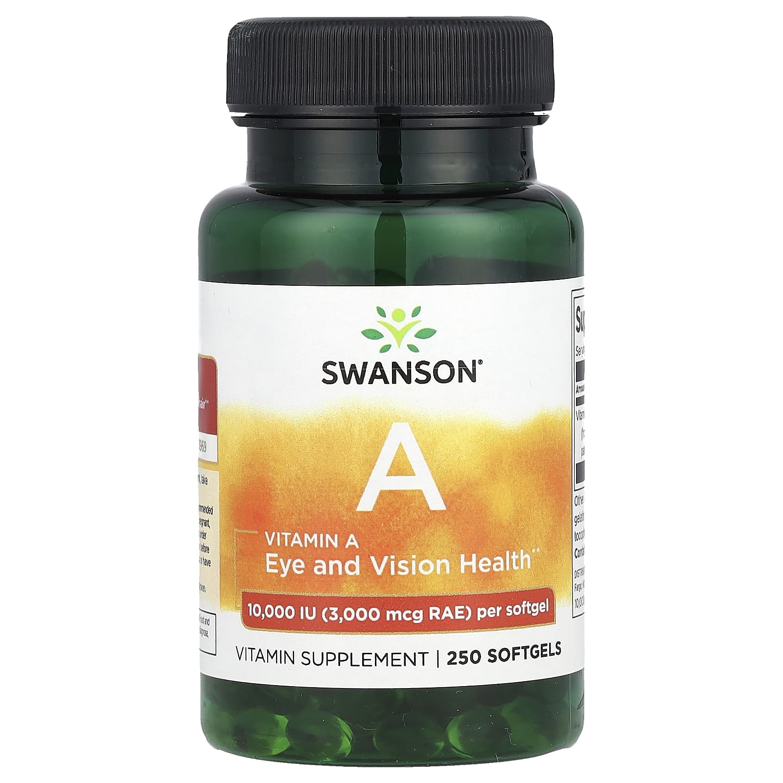 Swanson Vitamin A baksida näringsfakta
