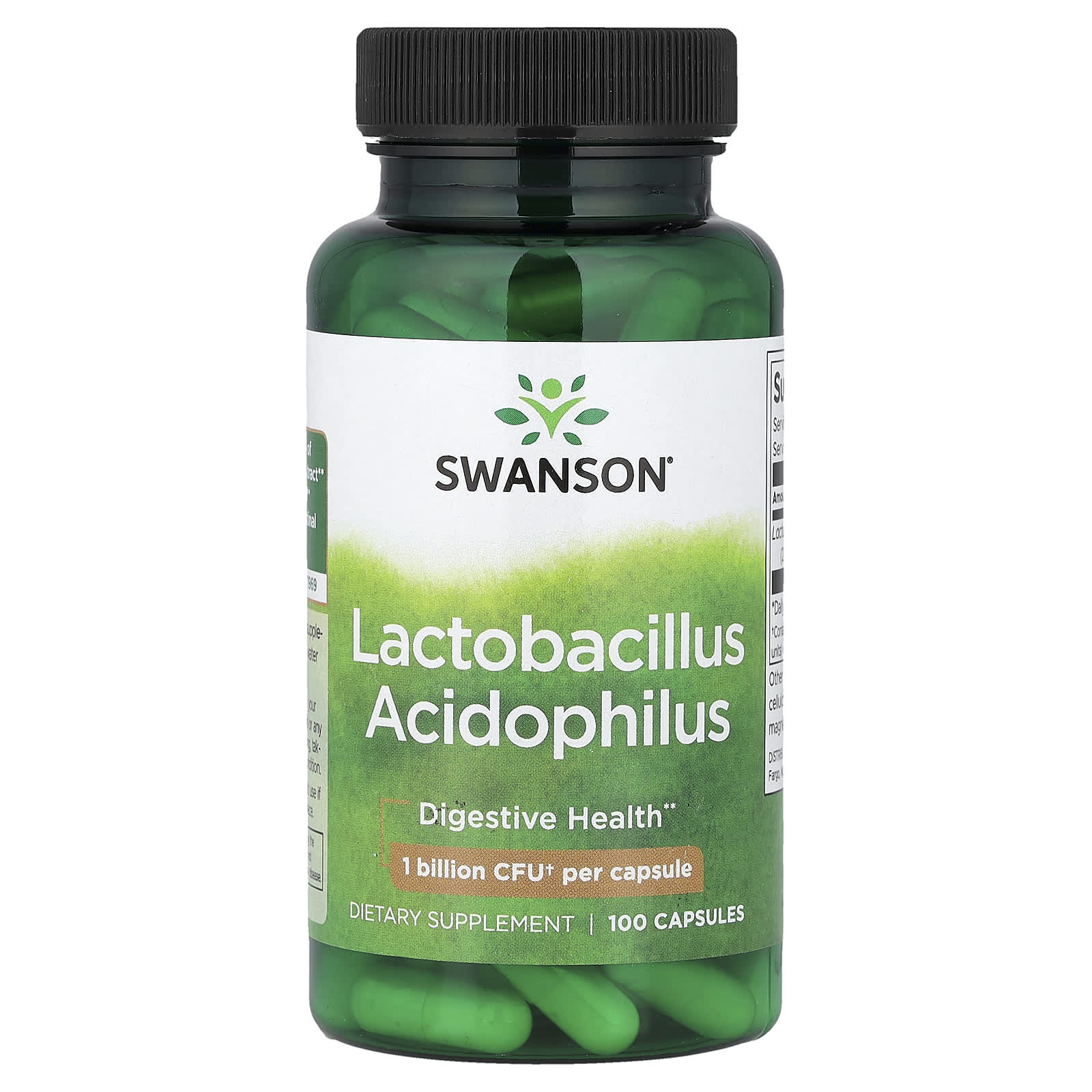 Swanson Lactobacillus Acidophilus baksida näringsfakta
