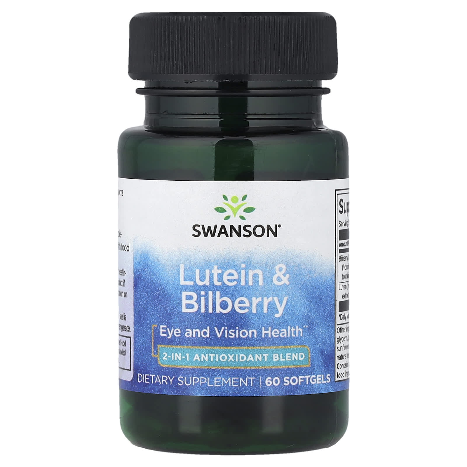 Swanson Lutein & Bilberry förpackning sida