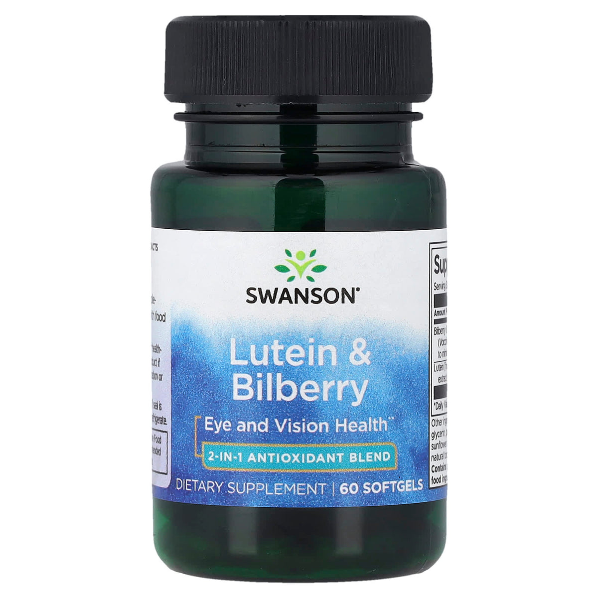 Swanson Lutein & Bilberry förpackning sida