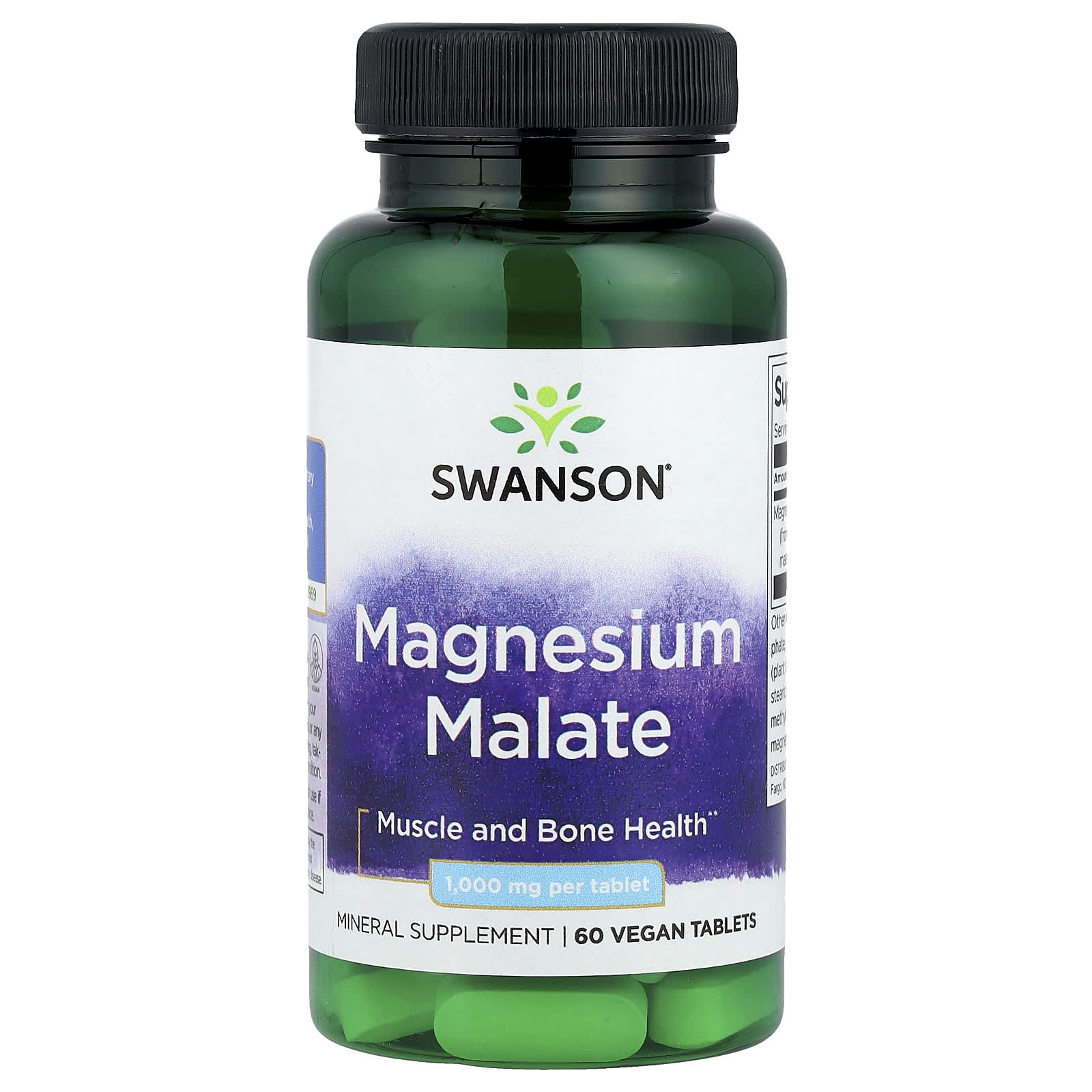 Swanson Magnesium Malate baksida näringsfakta