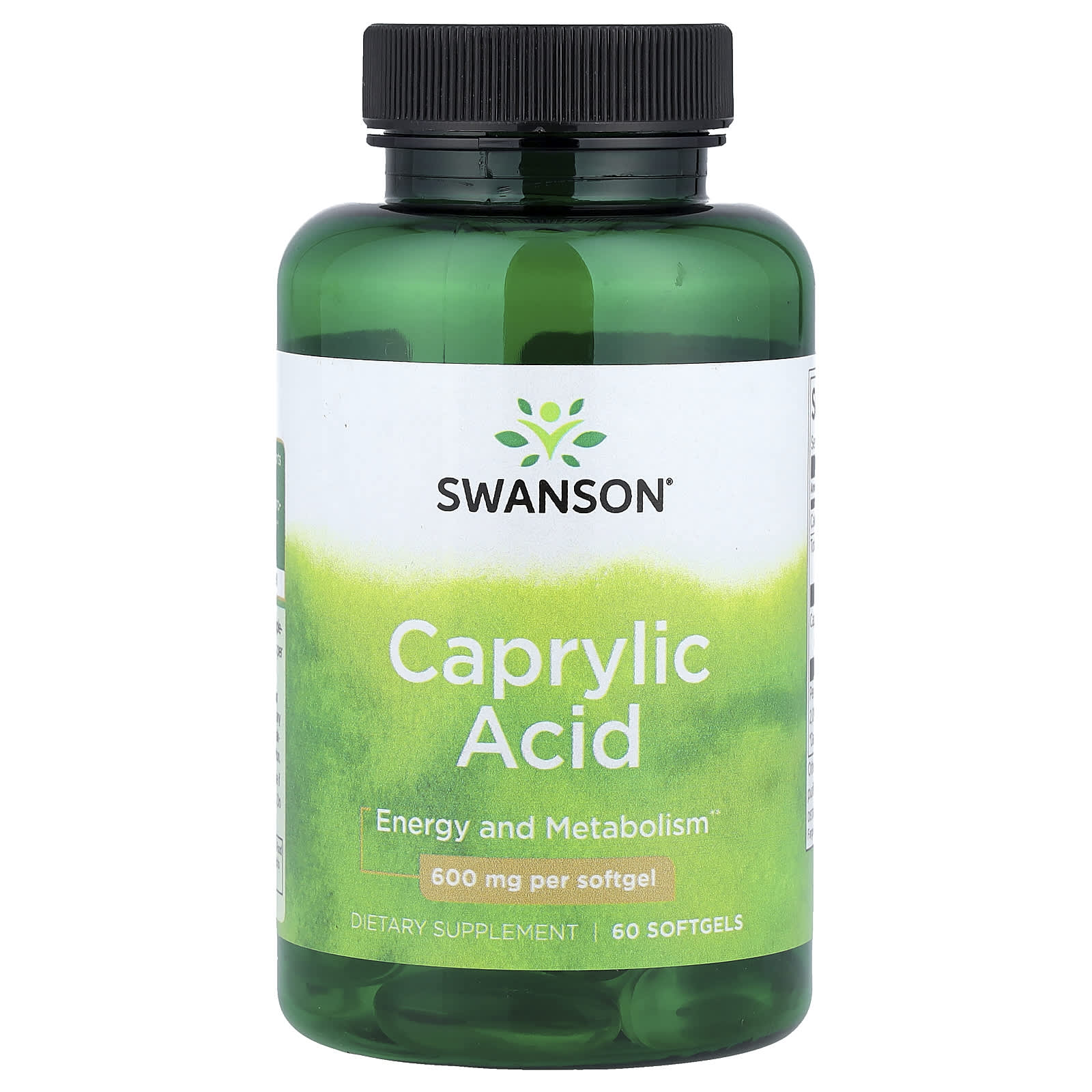 Swanson Caprylic Acid baksida näringsfakta