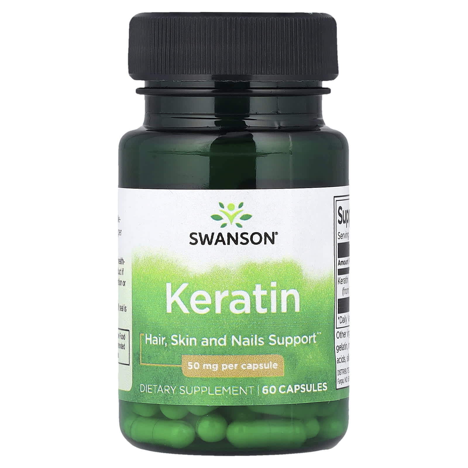 Swanson Keratin baksida med näringsfakta